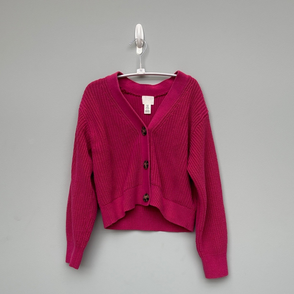 H&M Fuchsia Button-Up Cardigan
